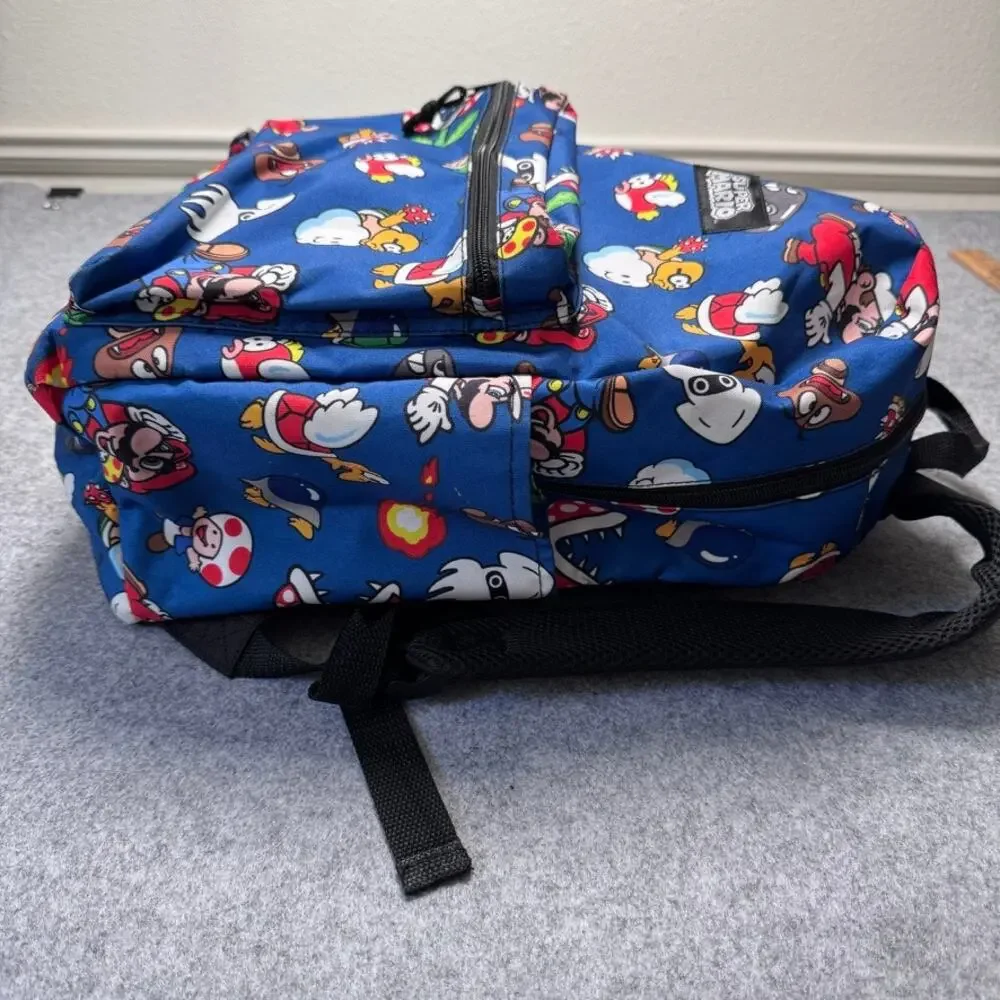 Bioworld Super Mario Bros Enemies Blue All Over Print 16” Backpack Nintendo